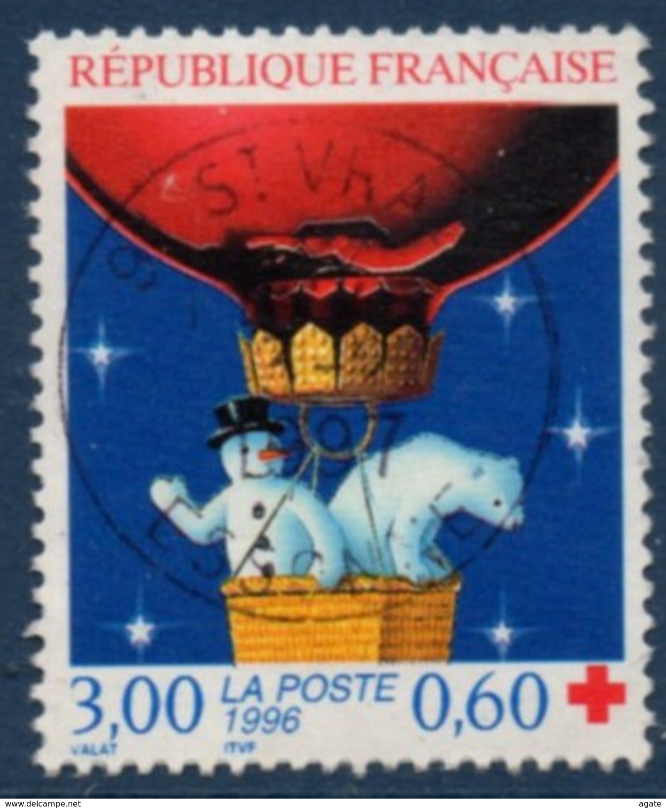 3039a Croix Rouge (1996) Oblitéré Cachet Rond Daté - Oblitérés
