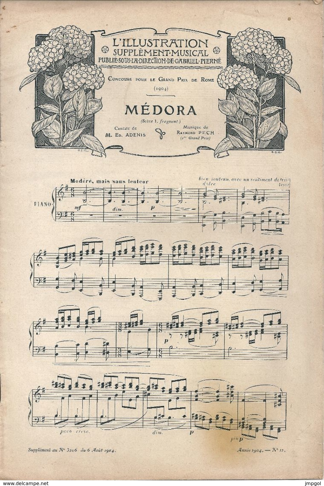 Partition Cantate "Medora" Concours Pour Le Grand Prix De Rome Raymond PECH Paul PIERNE Hélène FLEURY - Partituren