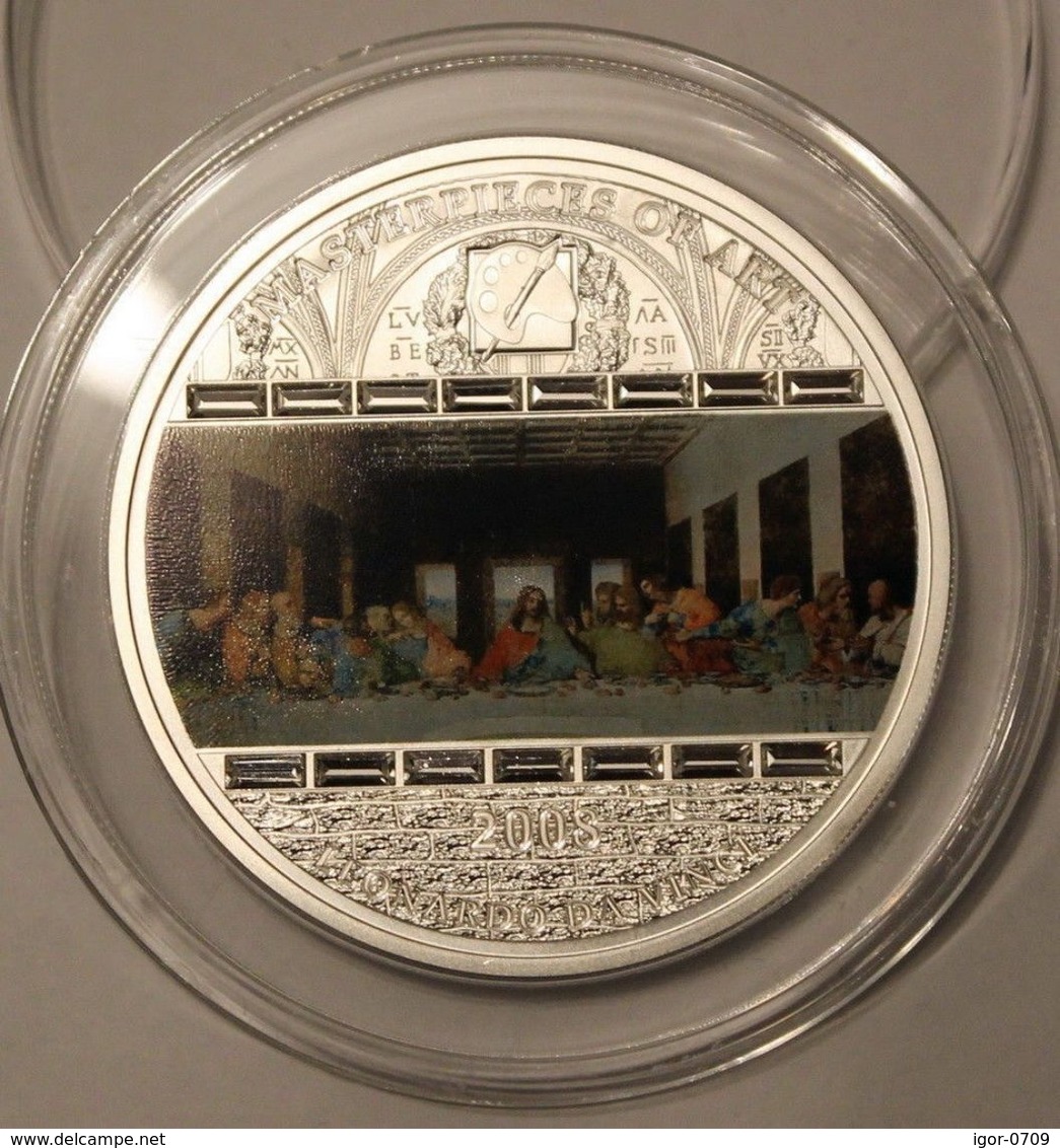 Cook Islands 20 $ Masterpieces Of Art 2008 Leonardo Da Vinci - The Last Supper.Silver 93.3gr,mintage 1500,15 Swarowski - Cook