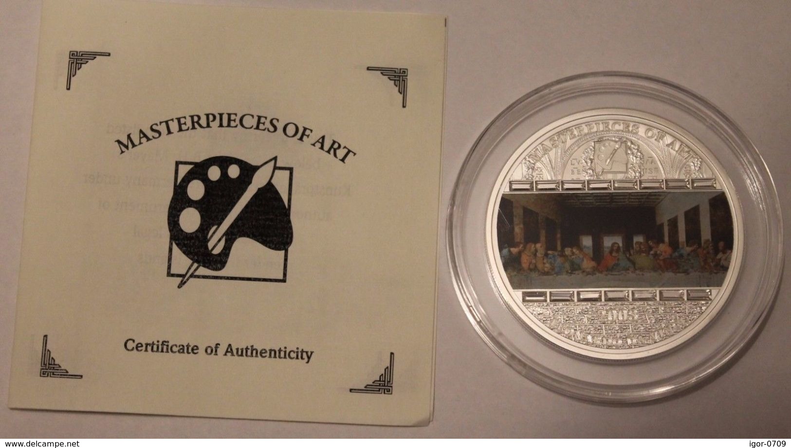 Cook Islands 20 $ Masterpieces Of Art 2008 Leonardo Da Vinci - The Last Supper.Silver 93.3gr,mintage 1500,15 Swarowski - Cook