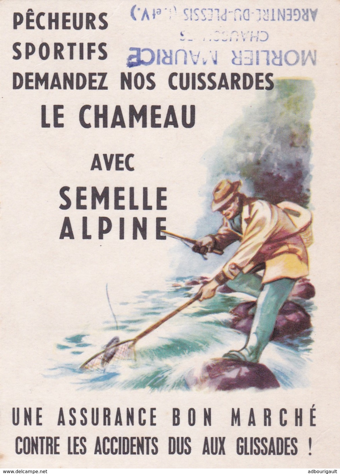 Carte Postale Le Chameau Savoie Botte Semelle Alpine Peche Glissade Morlier Maurice Chausseur Chaussures - Pesca