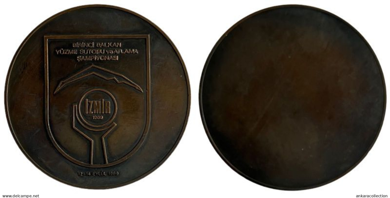 AC- 1st BALKAN SWIMMING, WATER POLO & DIVING CHAMPIONSHIPS 12 - 14 SEPTEMBER 1969 IZMIR MEDAL - MEDALLION - Nuoto