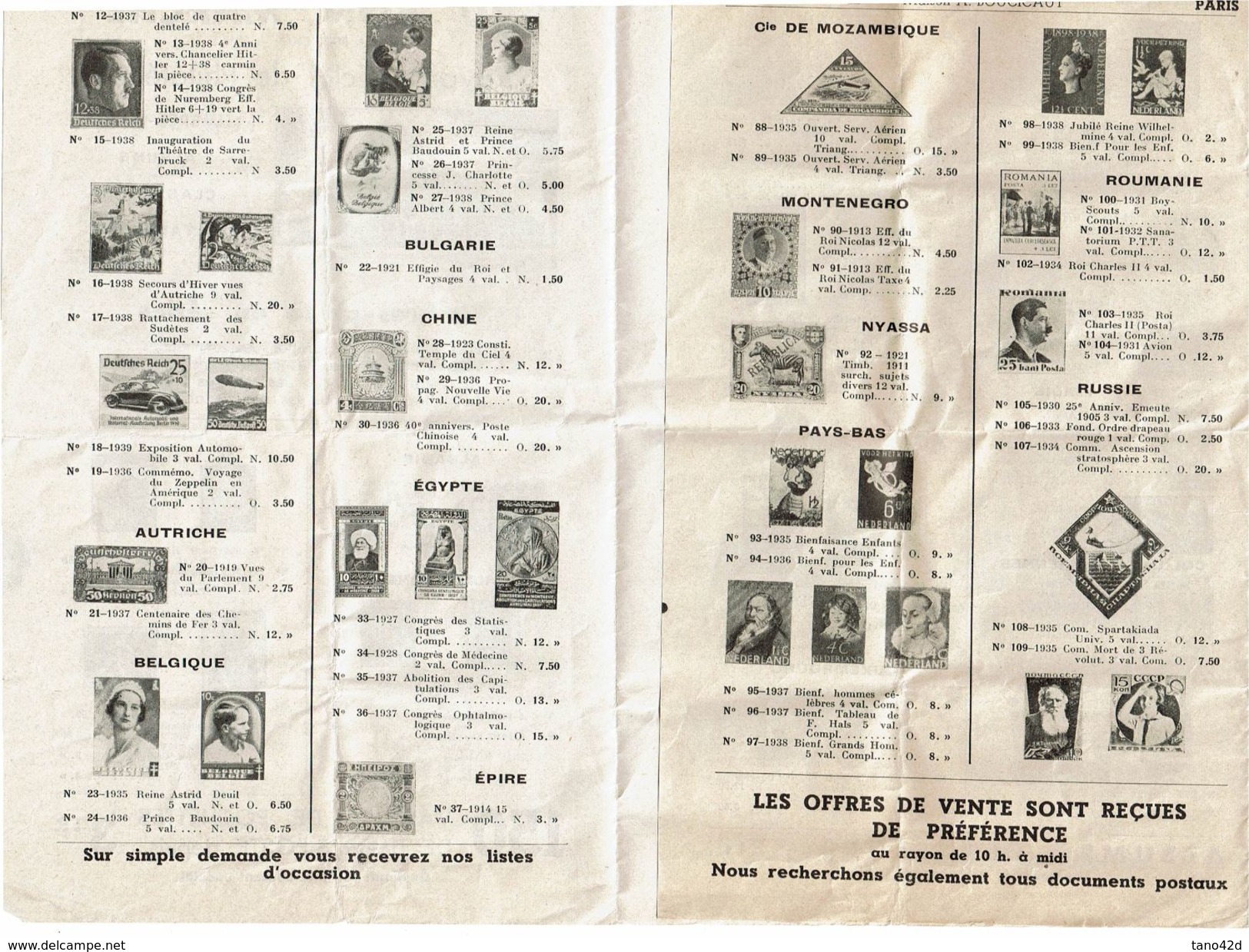 BR39 - AU BON MARCHE RAYON PHILATELIE MARS 1939 ENCART 3 VOLETS  6 FACADES - Catalogues De Maisons De Vente