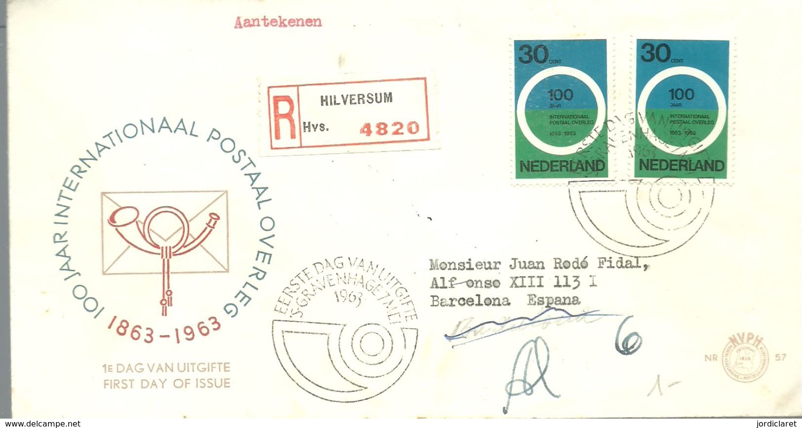 FDC 1963 REGISTERED HILVERSUM - FDC