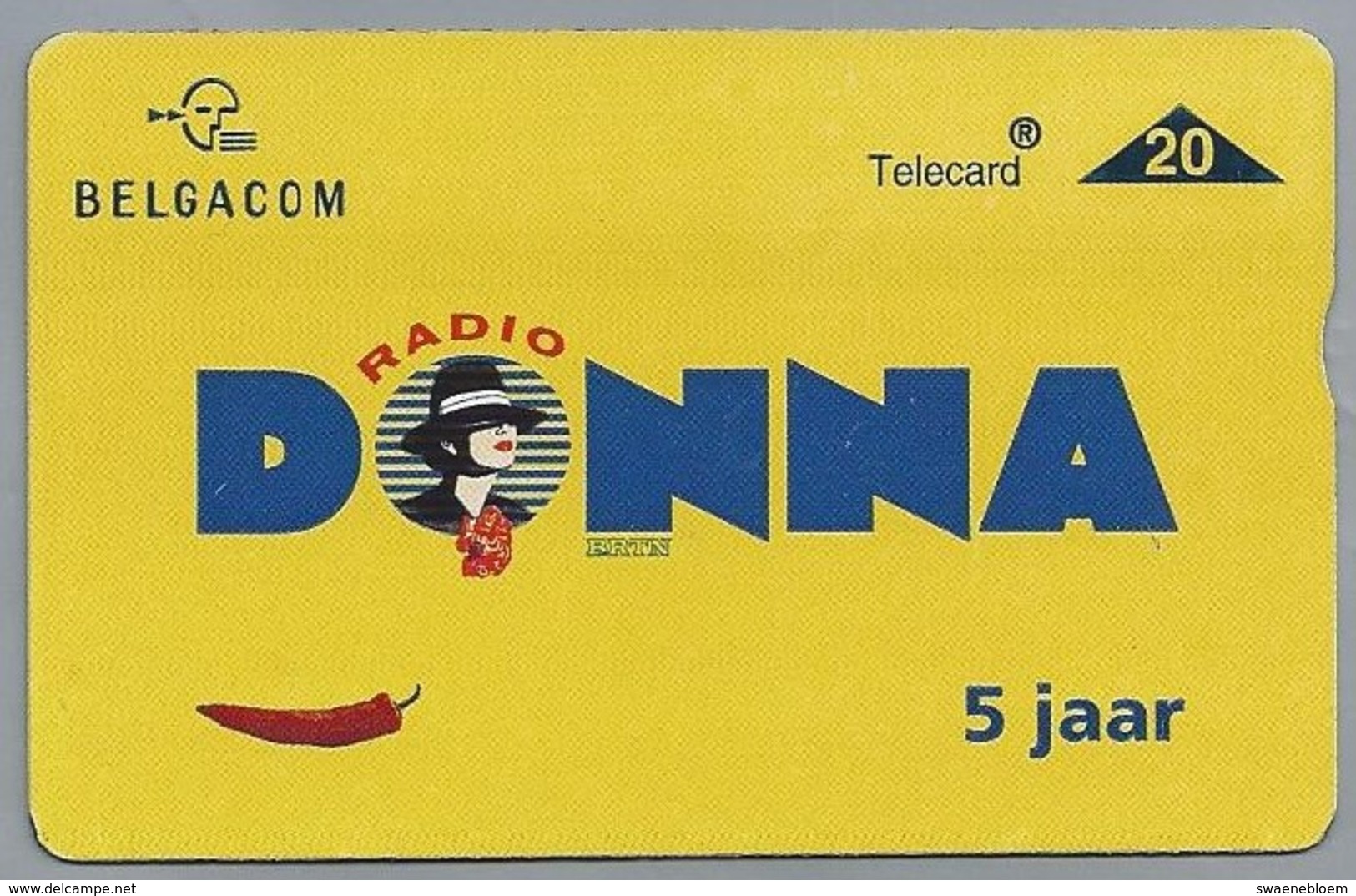 BE.- België. Telecard.- BELGACOM. RADIO DONNA. 5 JAAR. BRTN. 741B77373 - GSM-Kaarten, Herlaadbaar & Voorafbetaald