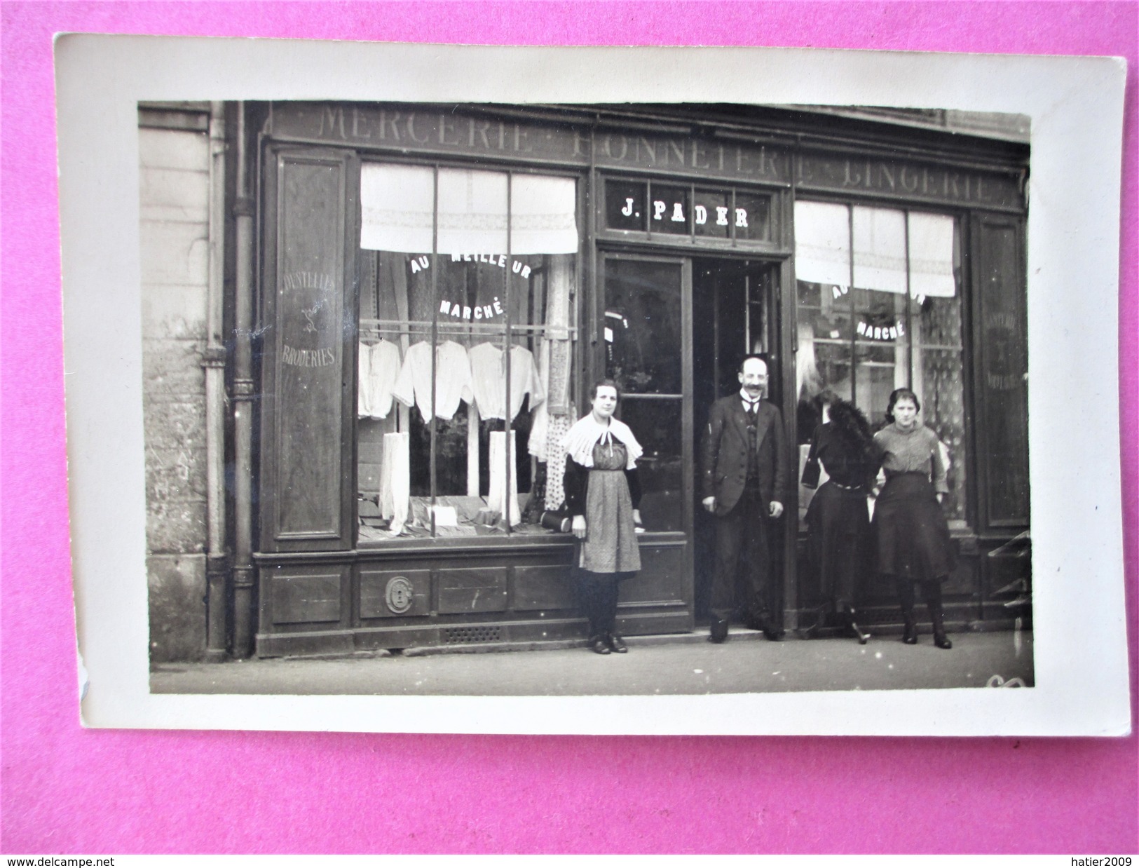 Rare Cpa Photo Devanture De La Mercerie Bonnetrie Lingerie J. PADER A VALLON En SULLY - Autres & Non Classés