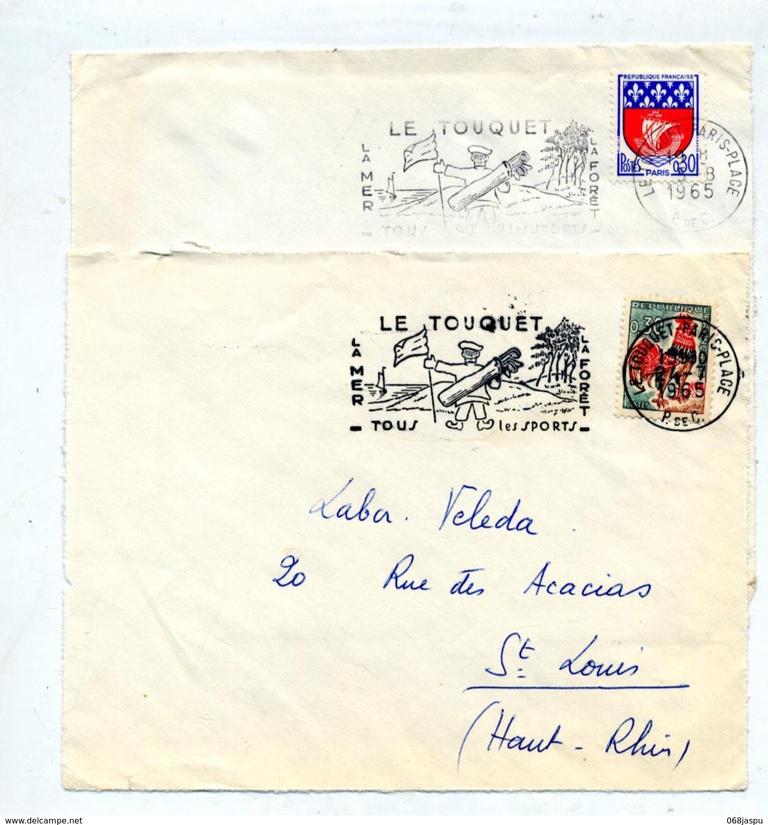 Devant De Lettre Flamme Le Touquet Mer Foret Golf - Entry Postmarks