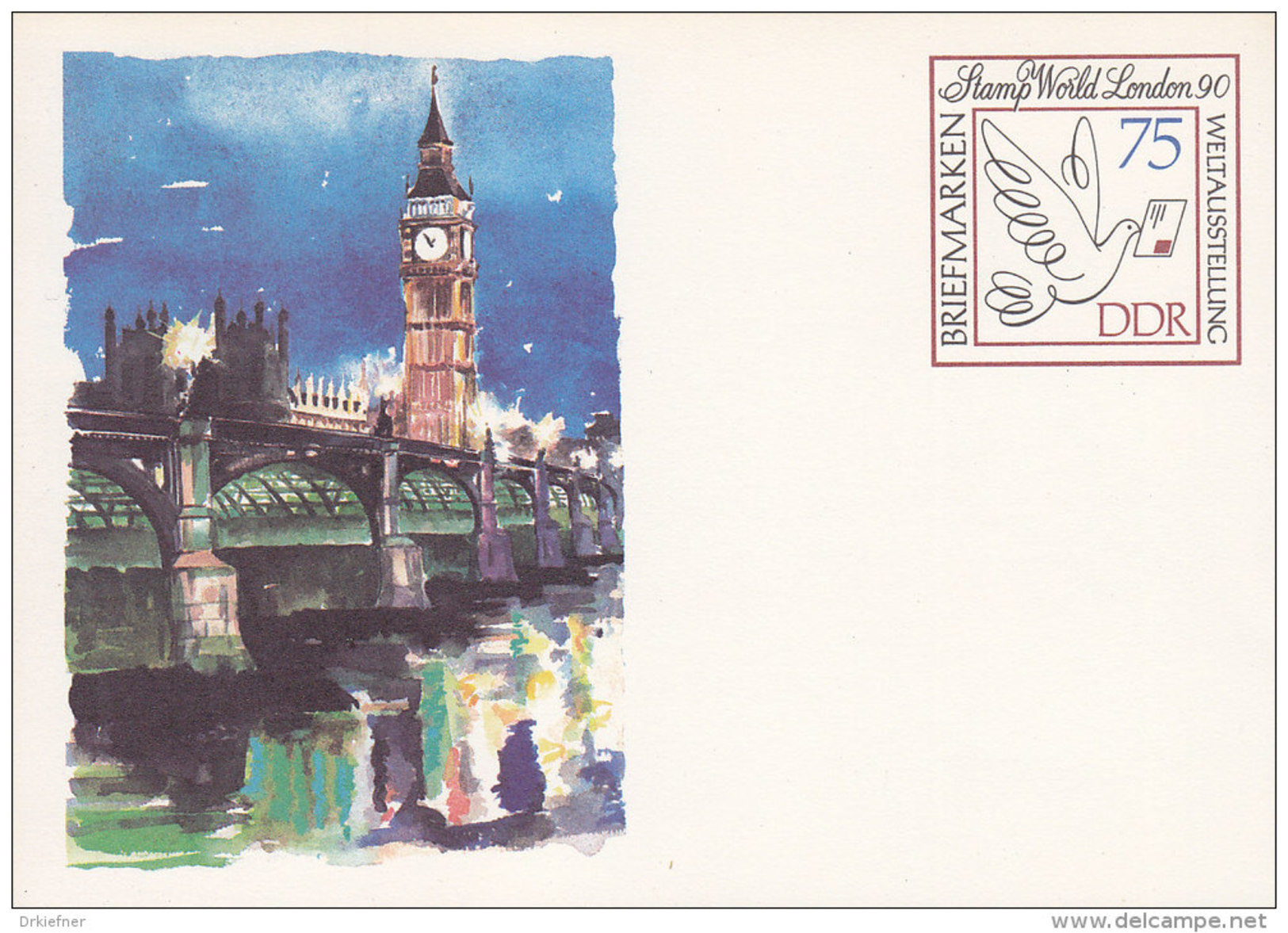 DDR  P 105, Postkarte, Postfrisch, STAMP WORLD LONDON '90 - Postkarten - Ungebraucht