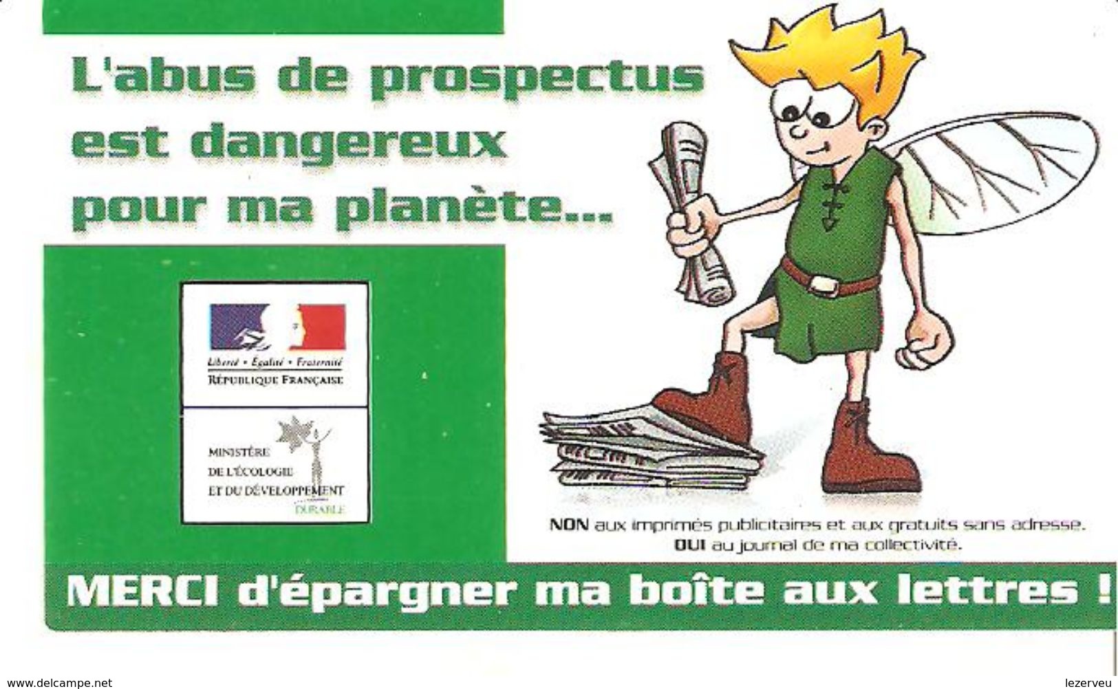 AUTOCOLLANT STICKER ECOLOGIE L'ABUS DE PROSPECTUS EST DANGEREUX POUR MA PLANETE...EPARGNER MA BOITE AUX LETTRES - Stickers