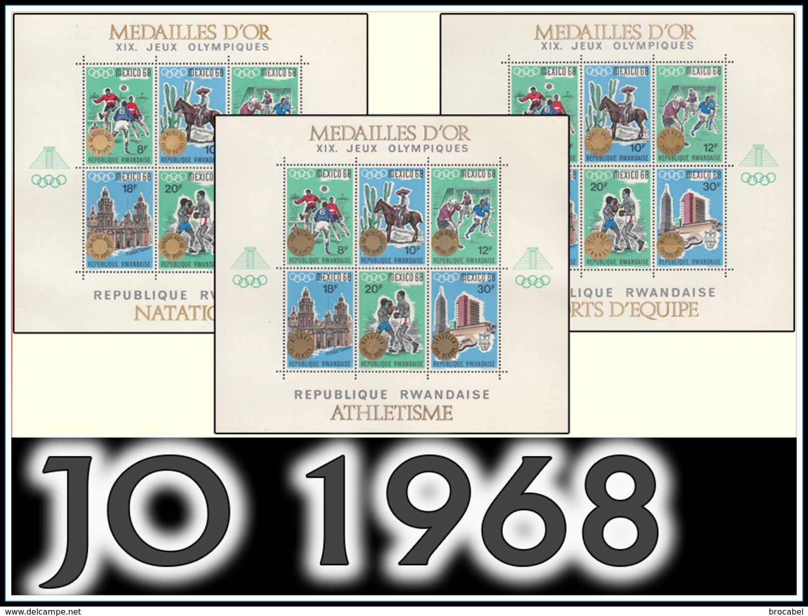 Rwanda BL 013/15**  Médailles D'or Aux Jeux Olympiques De Mexico   MNH - Neufs