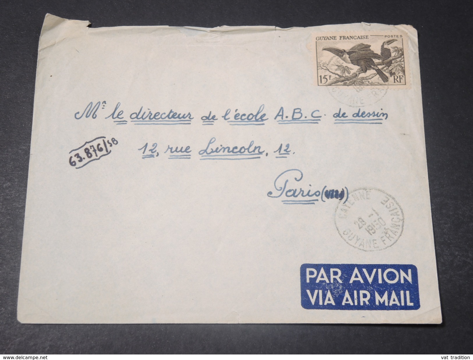 GUYANE - Enveloppe De Cayenne Pour La France En 1950, Affranchissement Plaisant - L 10737 - Cartas & Documentos