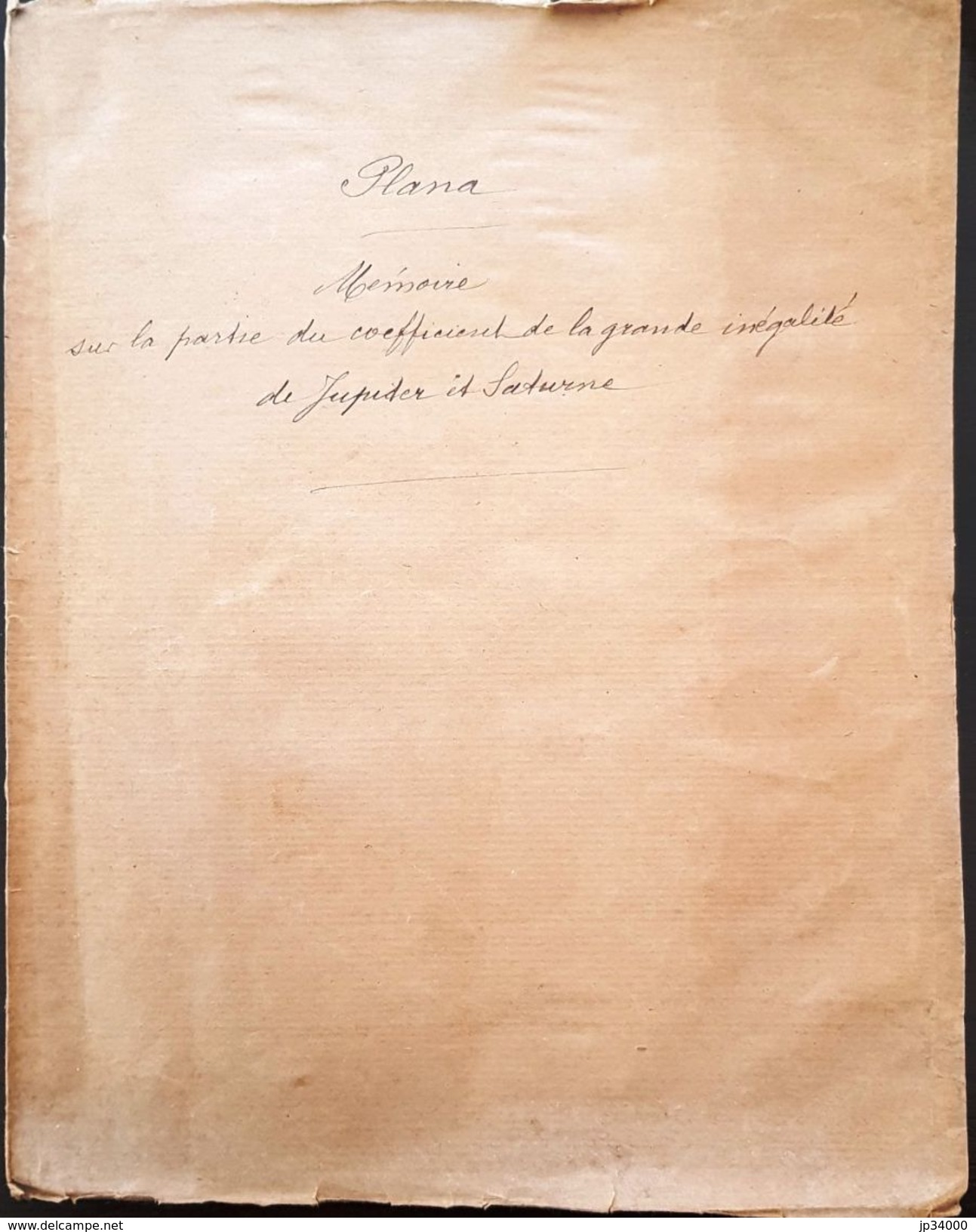 MÉMOIRE SUR LA PARTIE DU COEFFICIENT DE LA GRANDE INEGALITE DE JUPITER ET SATURNE Qui Depend Du Carré De La Force Pertur - 1801-1900