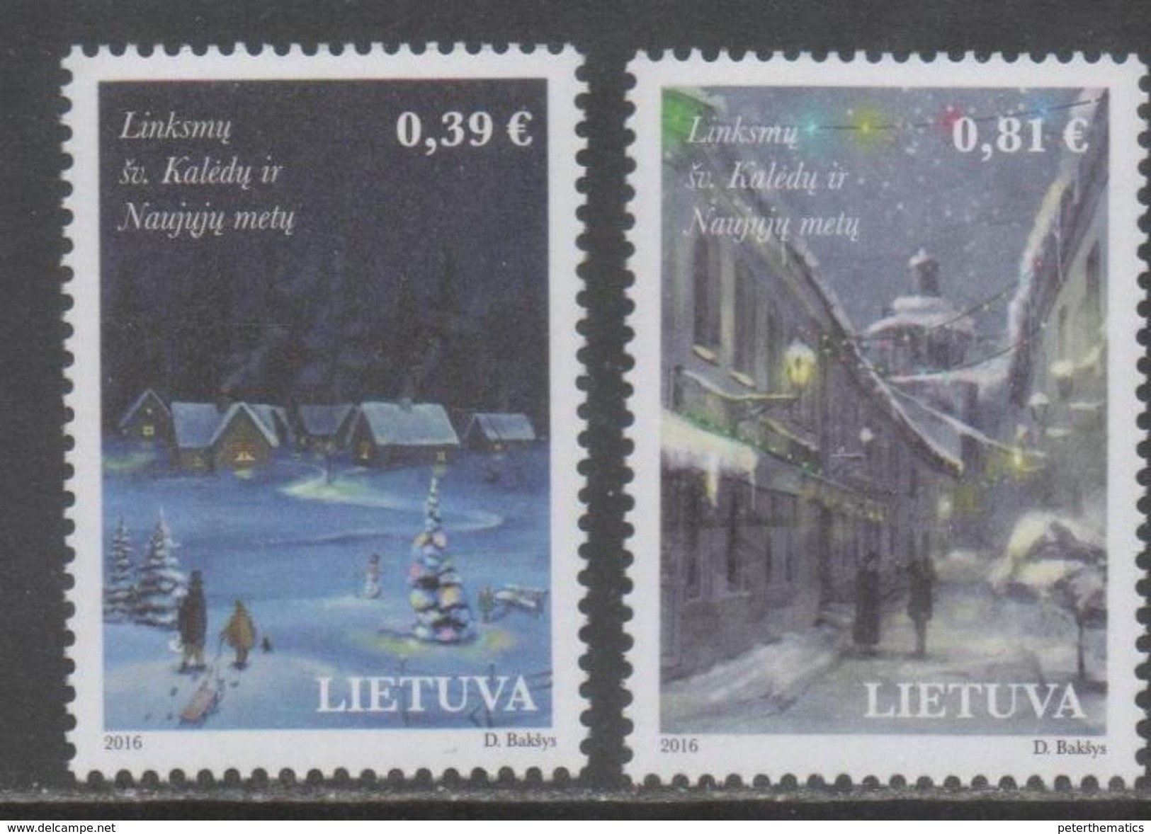 LITHUANIA, 2016, MNH, CELEBRATIONS, CHRISTMAS, 2v - Kerstmis