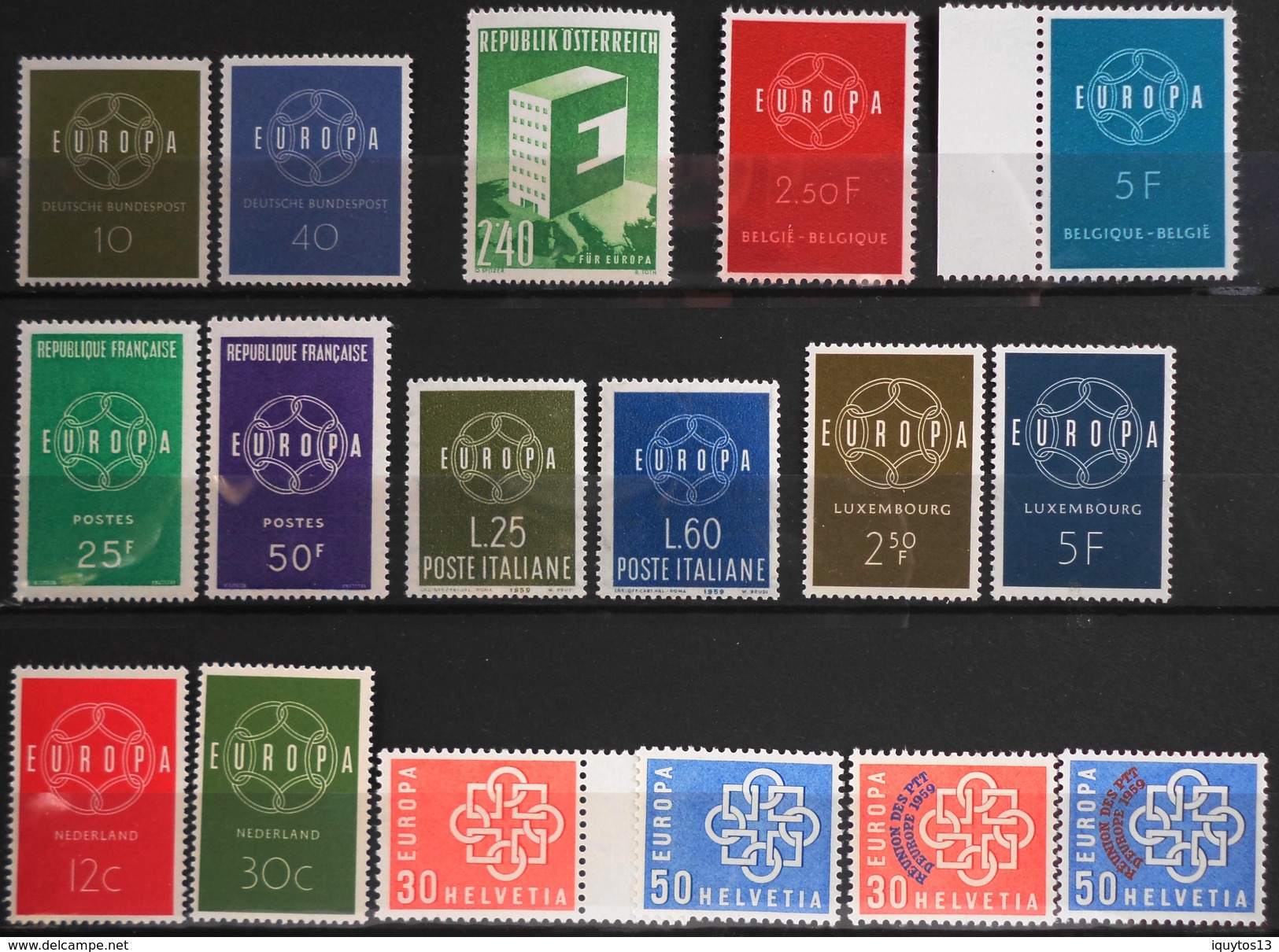 EUROPA ANNEE COMPLETE 1959 - 17 VALEURS TIMBRES NEUFS**qualité Irréprochable - Superbe - Full Years