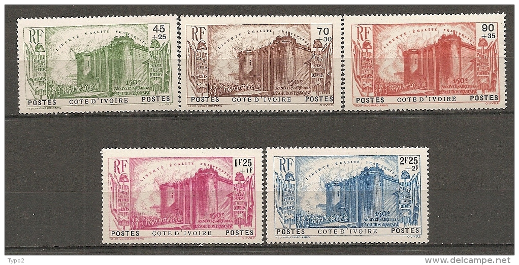 COTE IVOIRE - Yv. N°  146 à 150  *   Révolution    Cote  75 Euro  BE R 2 Scans - Neufs