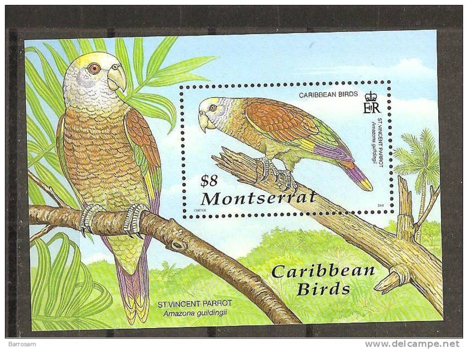 Montserrat2001:Yvert Block86mnh** - Parrots