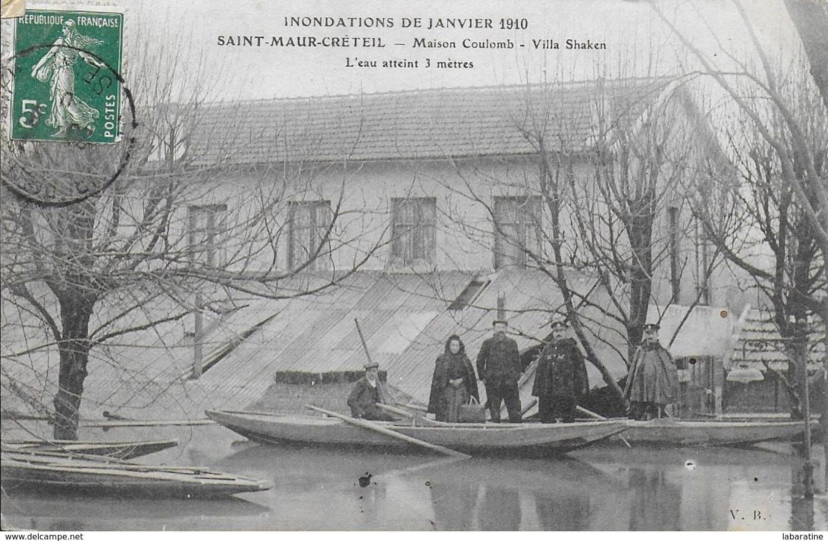 94)  SAINT  MAUR  CRETEIL  - Maison Coulomb - Villa Shaken  - L' Eau Atteint 3 Mètres - Inondations De Janvier 1910 - Saint Maur Des Fosses