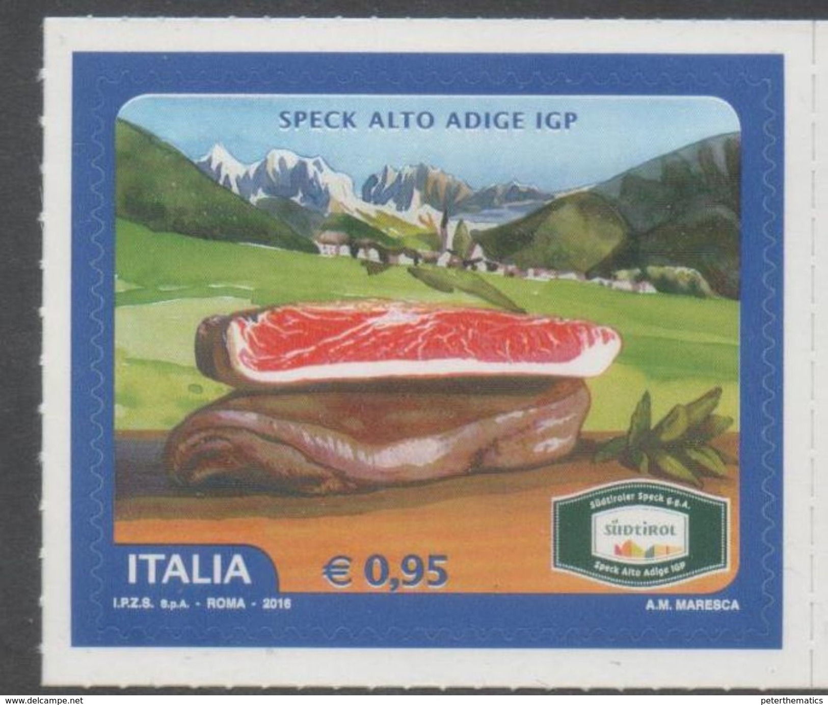 ITALY, 2017, MNH,  PRODUCTS, SPECK, PORK, SMOKED PORK, MOUNTAINS, 1v - Food