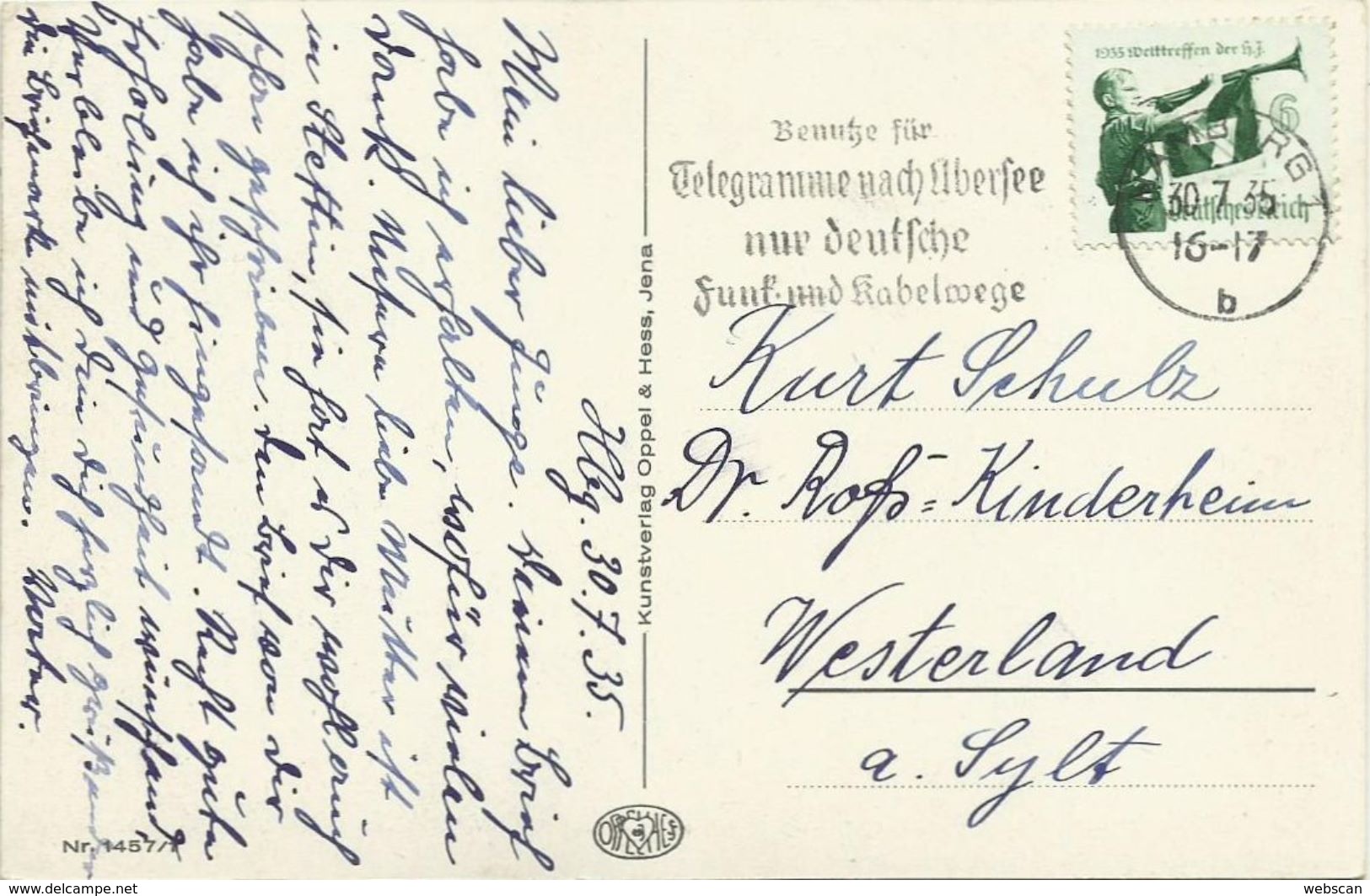 AK Fritz Baumgarten Lieblich Schallt ... Nr 1457/1 1935 + HJ-Marke #47 - Baumgarten, F.