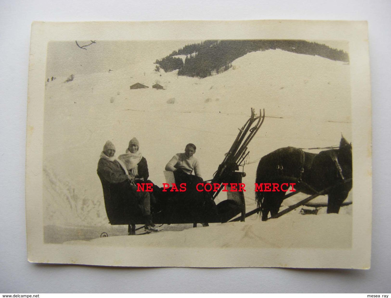 Megève Traineau Cheval Skieur Petite Photo Originale Cliché Amateur Inédit Années 30 ? 74 Haute Savoie - Megève