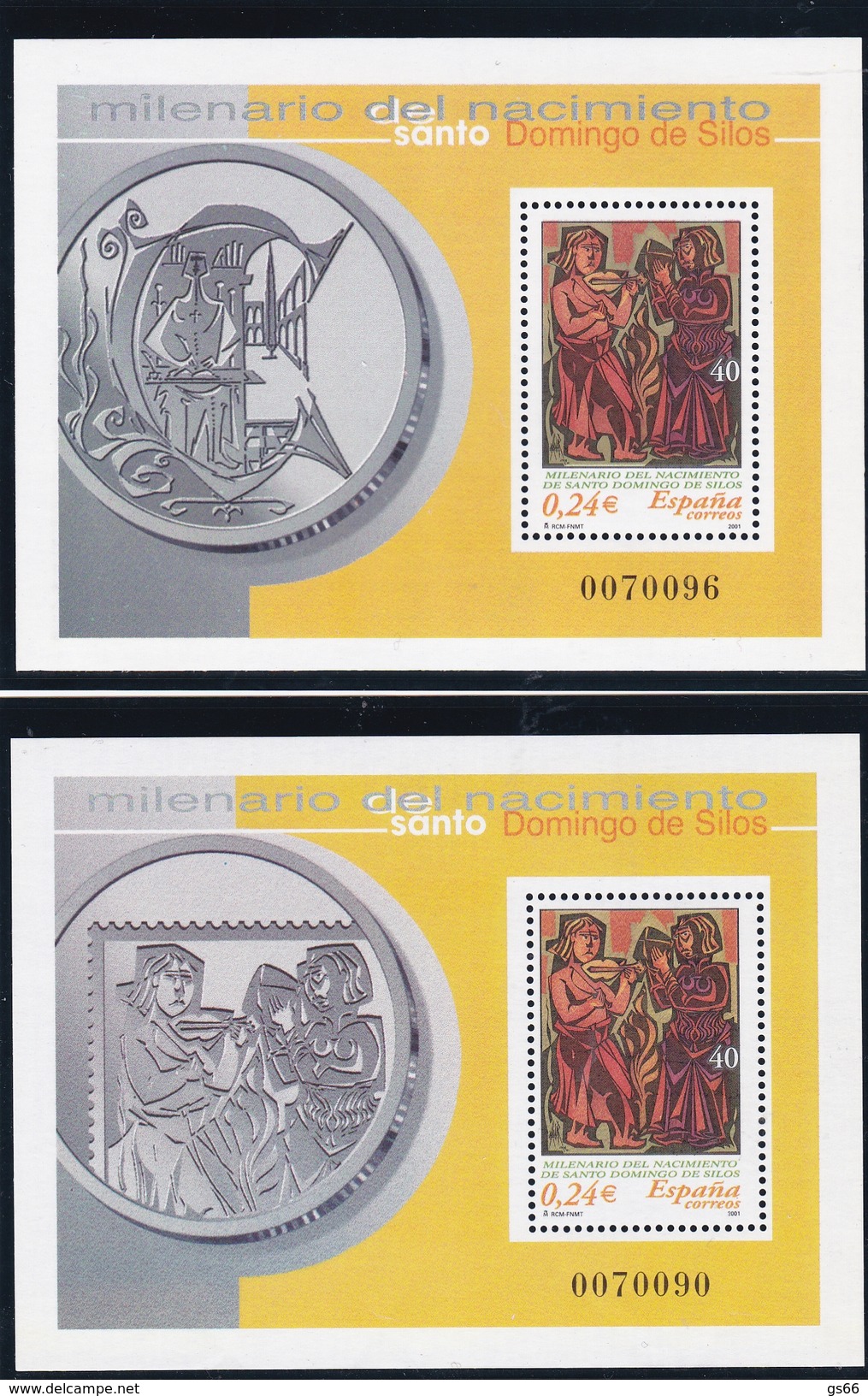 2001, Spanien, 3653 Block 99/00, 1000. Geburtstag Des Hl. Dominikus Von Silos MNH ** - Blocs & Hojas