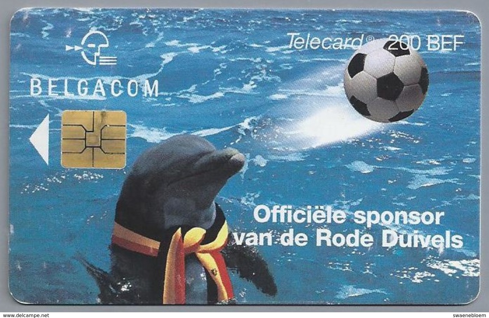 BE.- België. Telecard.- BELGACOM. . - Officiële Sponsor Van De Rode Duivels. Voetbal. Dolfijn - 200 BEF. - FK 188493 - Met Chip