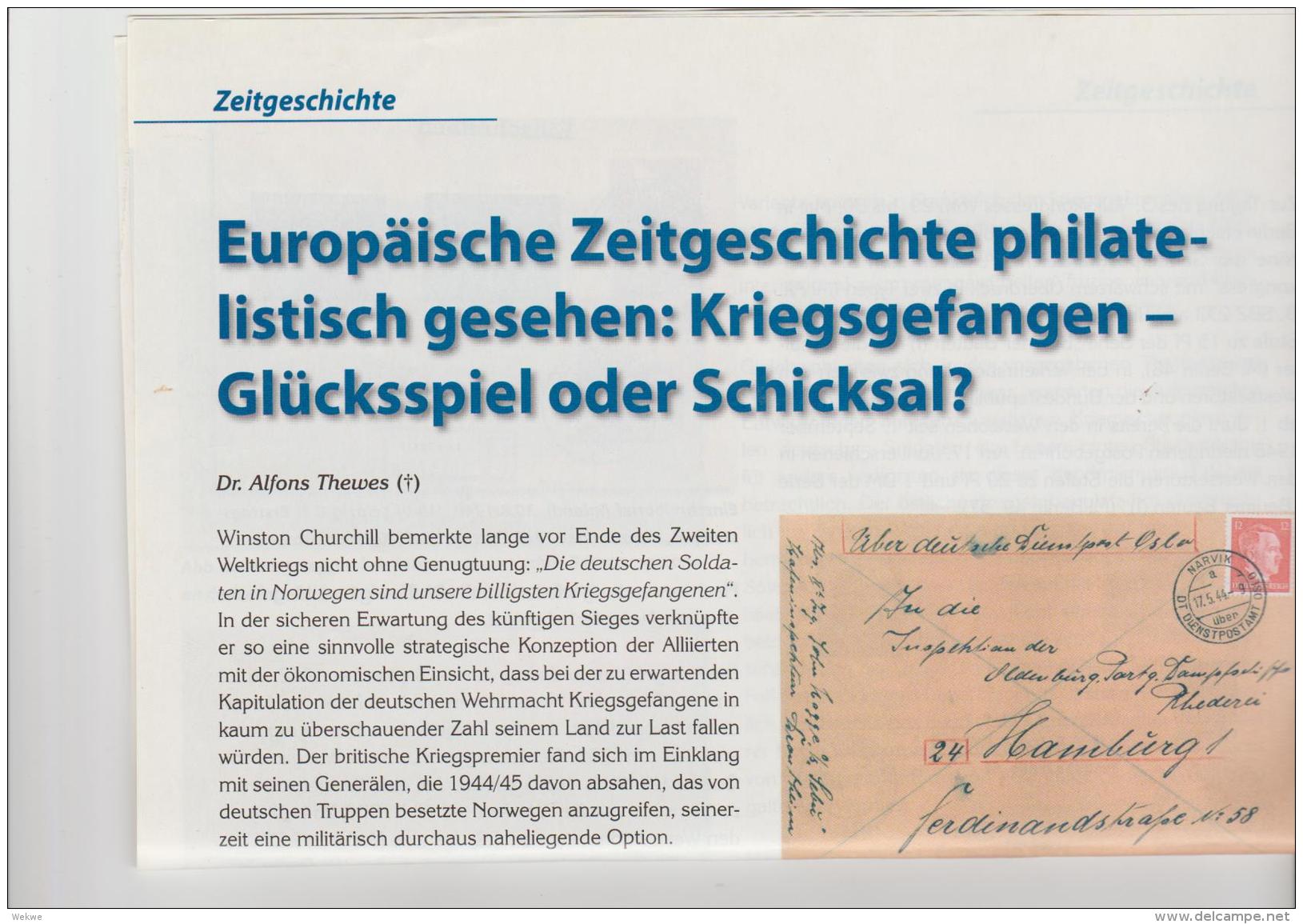 Literatur 102 / II. Weltkrieg, Kriegsgefangene In Europa. 3 DIN A 4 Seiten Mit Div. Abbildungen - Military Mail And Military History