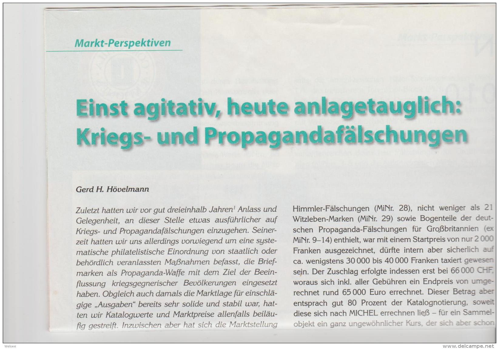 Literatur 100 / II. Weltkrieg, Propaganda Fälschungen  Mit Div. Abbildungen. 3 DIN A 4 Seiten. - Posta Militare E Storia Militare