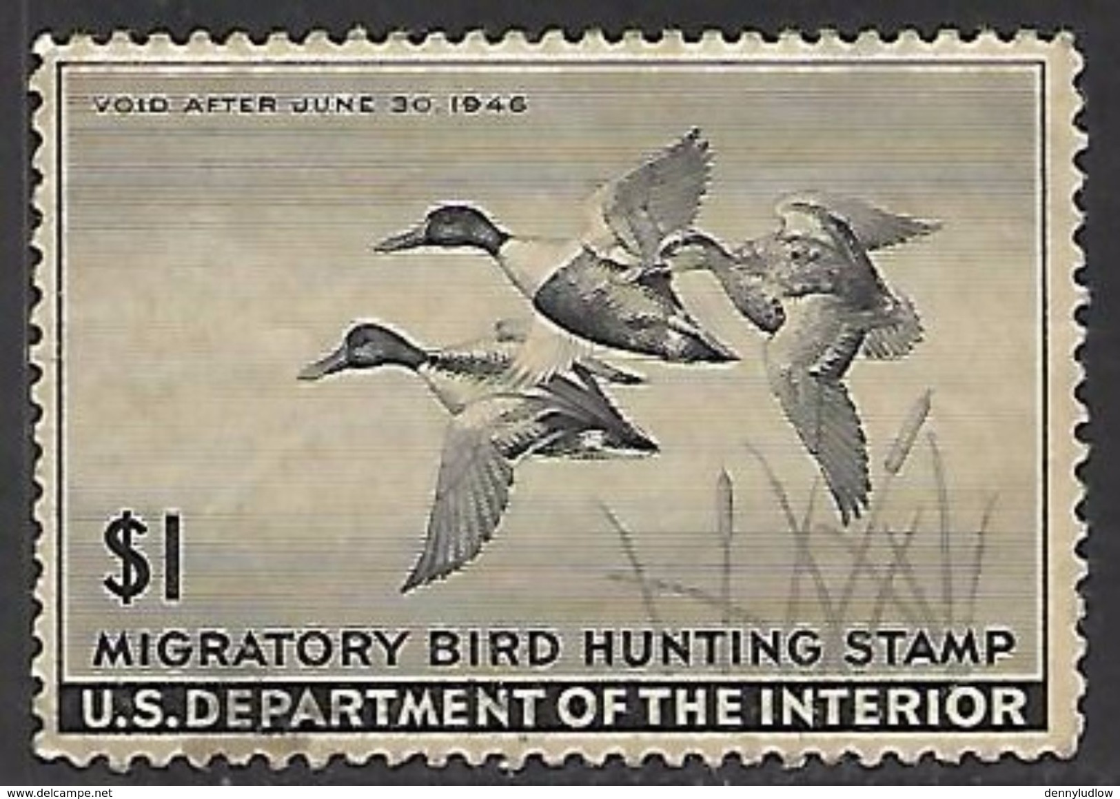 US 1945   RW12  $1  Duck  Hunting Stamp MH*   2016 Scott Value $45 - Duck Stamps