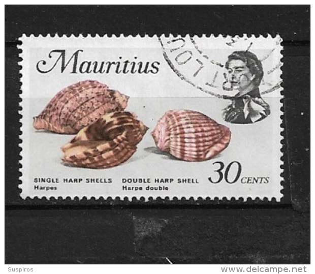 MAURITIUS   1969 Marine Life  FISHES &amp; SHELLS  USED Harpa Major And Harpa Costata - Mauritius (...-1967)