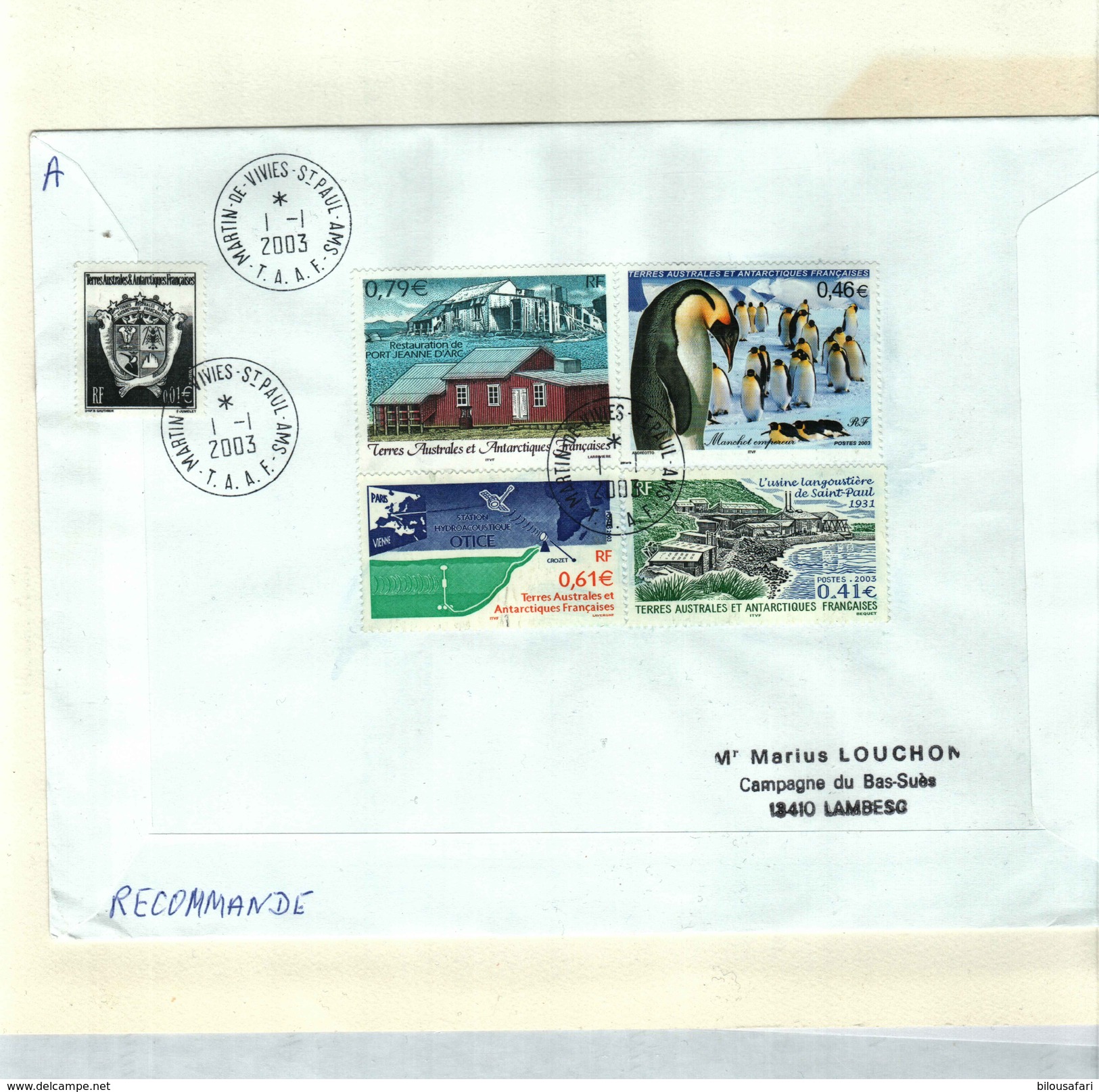 (TAAF) >  BLOC N°9 + N°322, 348,349,350,360 En Recommande St MARTIN & St PAUL - Covers & Documents