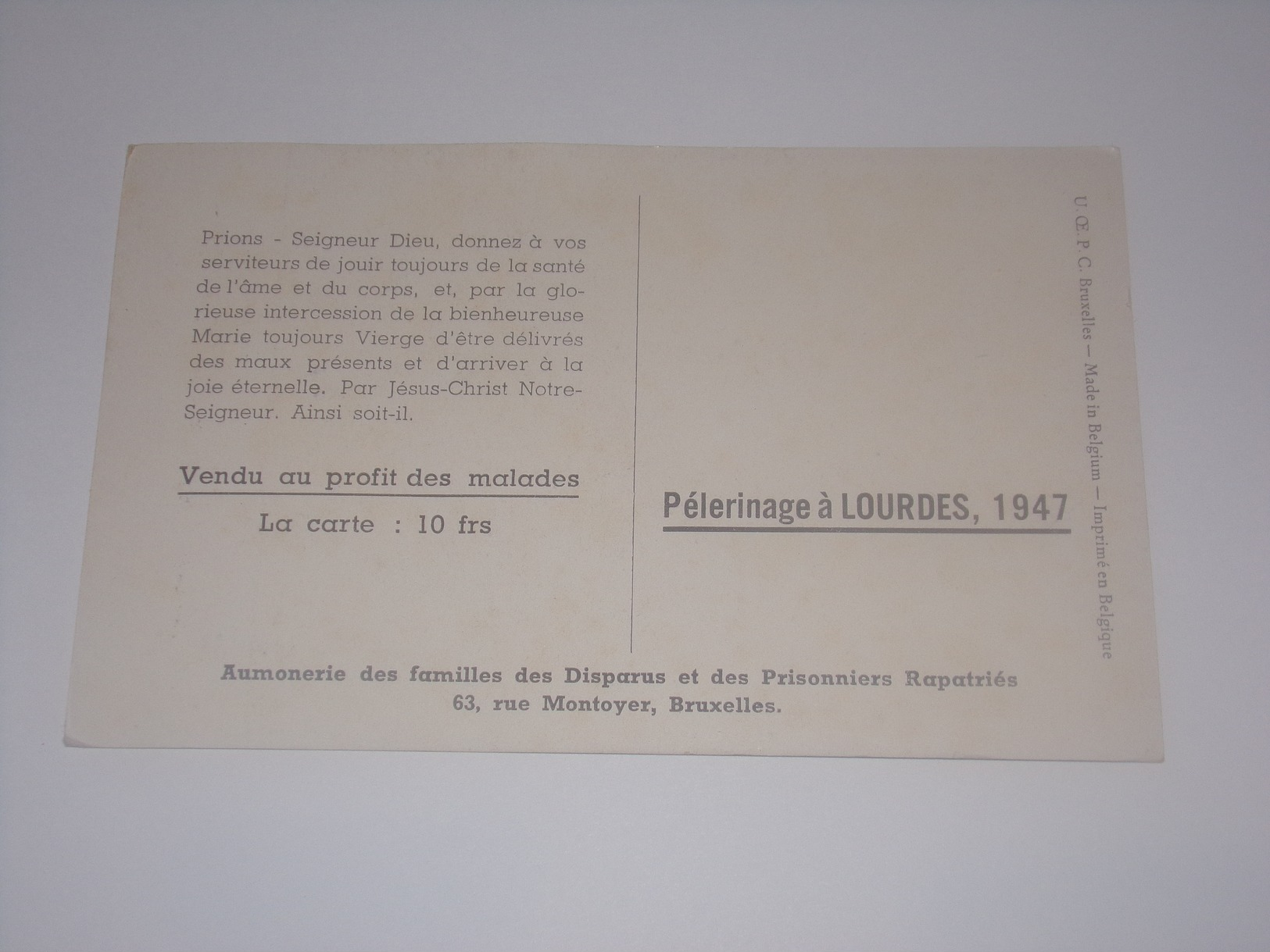 Sainte Véronique Essuie La Face De Jésus.Pélerinage à Lourdes 1947.Aumonerie Familles Des Disparus Et Prisonniers. - Jesus