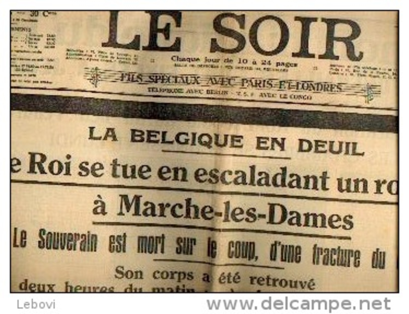 DYNASTIE "LE SOIR" N° 50 Du 19/02/1934 - Mort D'Albert I - Autres & Non Classés