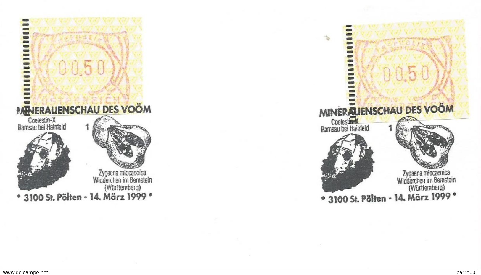 Austria 1999 St Pölten Amber Insect Coelistin Mineral ATM FRAMA Meter Franking Cover - Butterflies