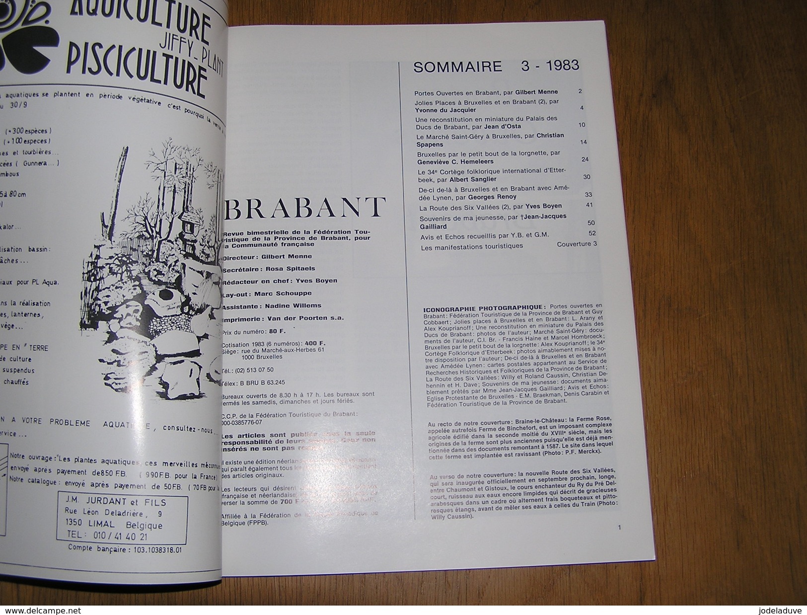 BRABANT Revue N° 3 1983 Régionalisme Brabant Wallon Bruxelles Marché Saint Géry Etterbeek Route Six Vallées Amédée Lynen - Bélgica