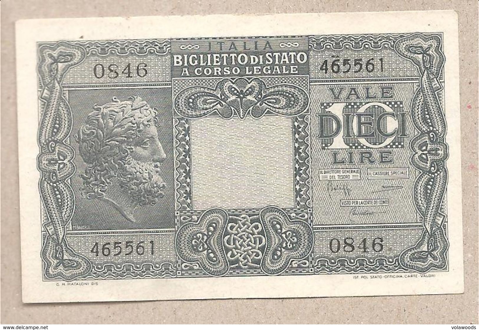 Italia - Banconota Non Circolata FdS Da 10 £ "Giove" - 1944 Bolaffi/Cavallaro/Giovinco - Italia – 10 Lire