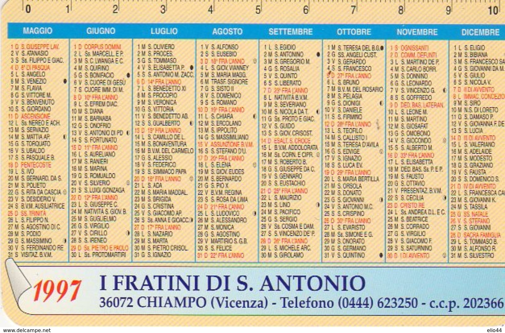 1997 - Chiampo (VI) - I Fratini Di S. Antonio Vi Augurano Un Felice 1997 - Tamaño Pequeño : 1991-00