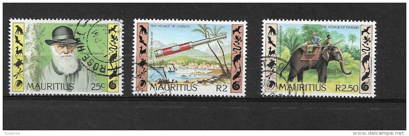 MAURITIUS  1982 The 100th Anniversary Of The Death Of Charles Darwin And The 150th Anniversary Of His Research TriUSED - Mauricio (1968-...)