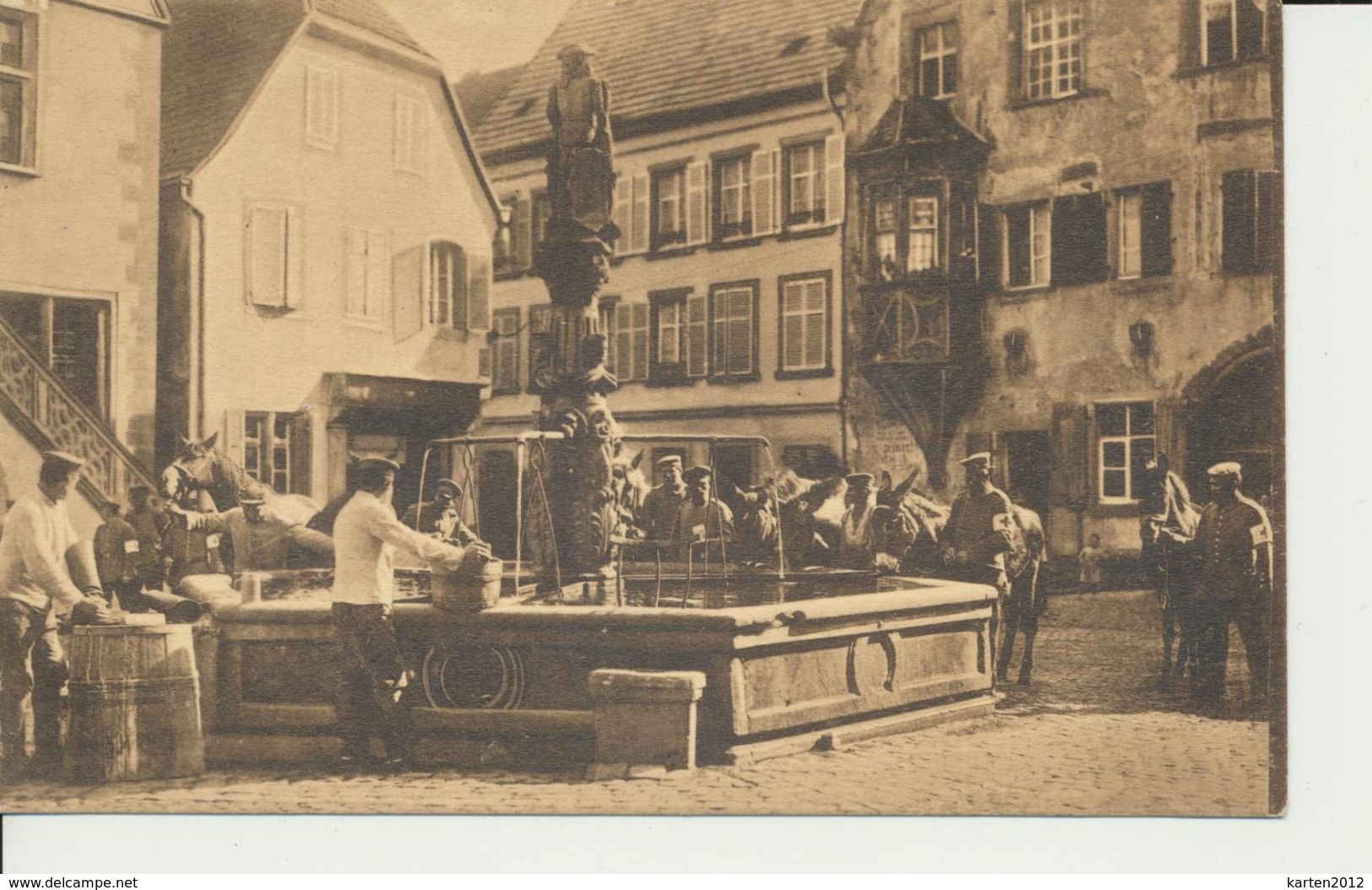AK "Stadtbrunnen (Elsaß) Als Pferdetränke" - Guerra 1914-18