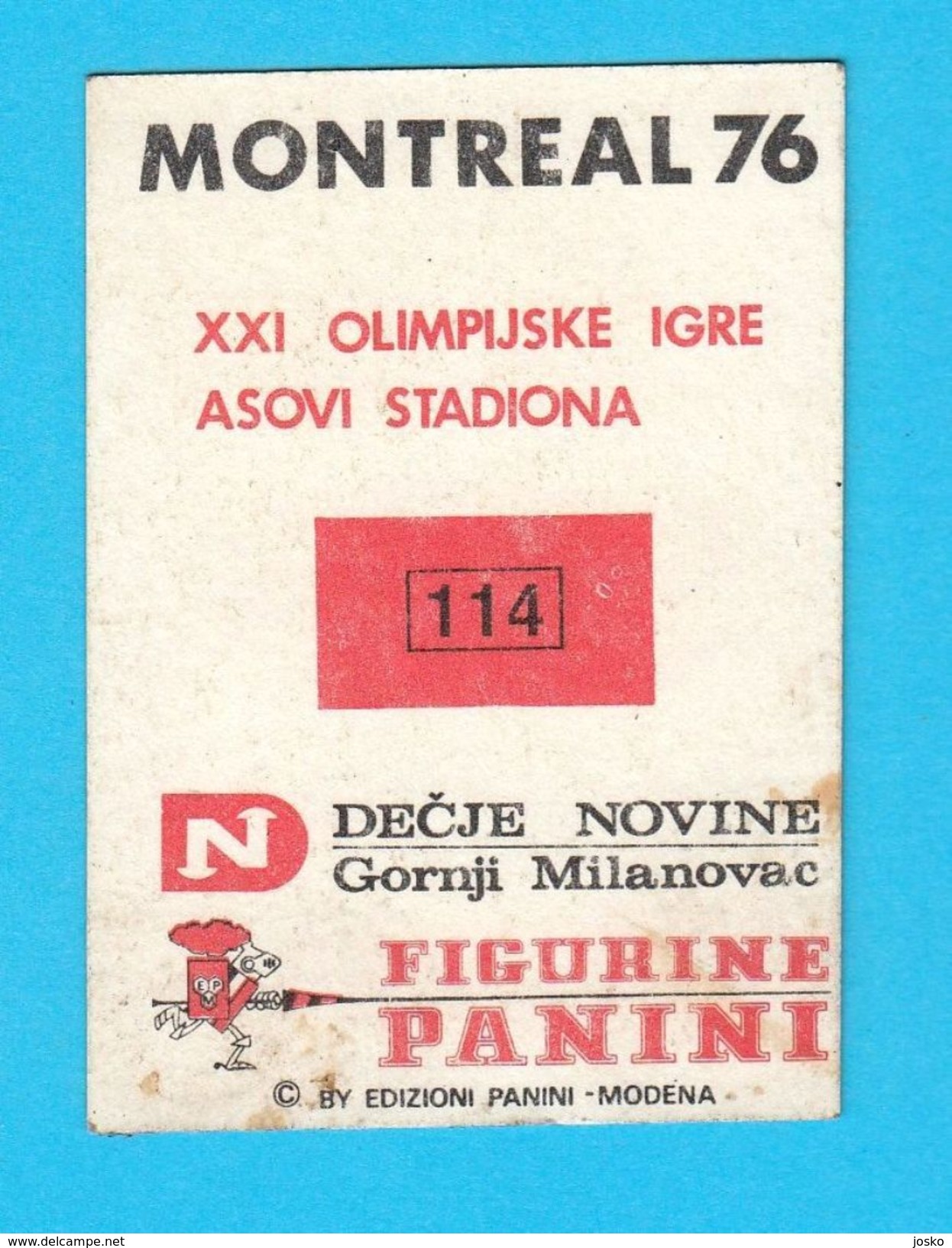 PANINI OLYMPIC GAMES MONTREAL '76. No. 114. ROD DIXON Athletics New Zealand Juex Olympiques 1976 * Yugoslav Edition - Athlétisme