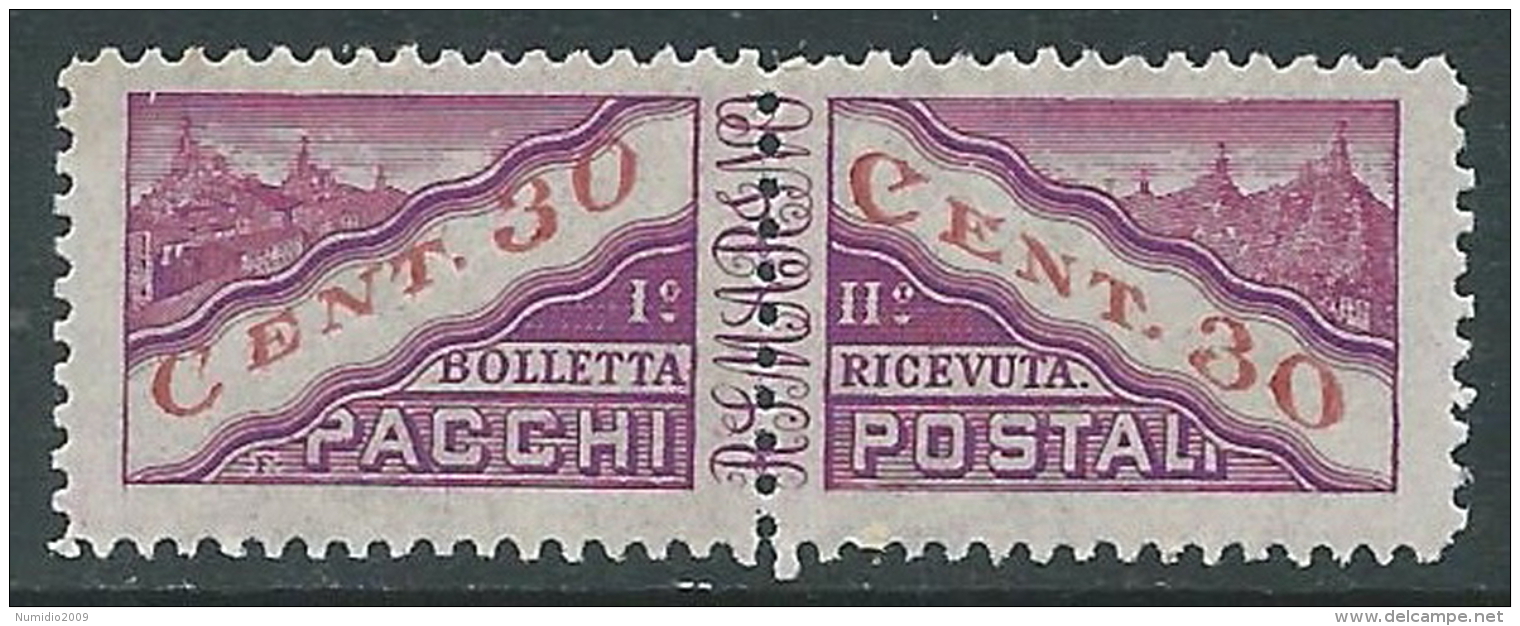 1945 SAN MARINO PACCHI POSTALI 30 CENT MNH ** - R6-7 - Paketmarken