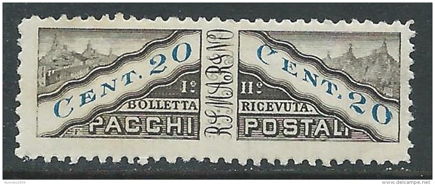 1928 SAN MARINO PACCHI POSTALI 20 CENT MNH ** - R6-7 - Spoorwegzegels