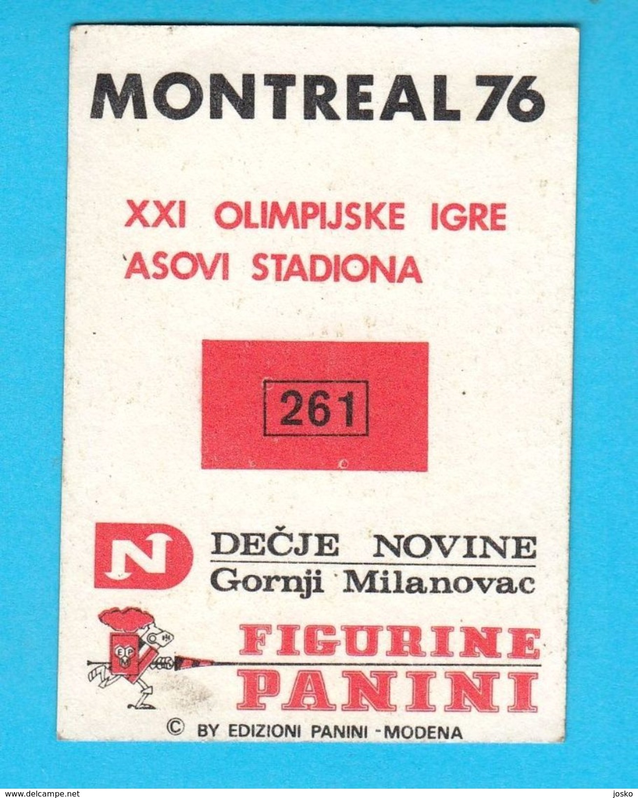 PANINI OLYMPIC GAMES MONTREAL '76. No. 261. ROGER PYTTEL Germany Swimming Juex Olympiques 1976 * Yugoslav Edition - Schwimmen