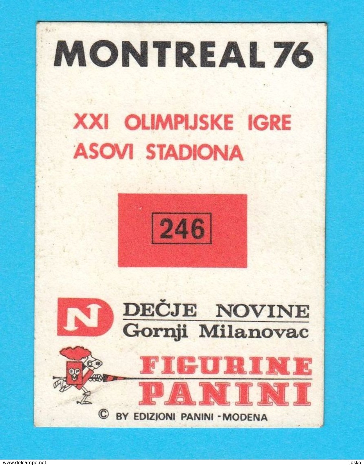 PANINI OLYMPIC GAMES MONTREAL '76. No. 246 TIM SHAW - USA Swimming Juex Olympiques 1976 * Yugoslav Edition - Natación