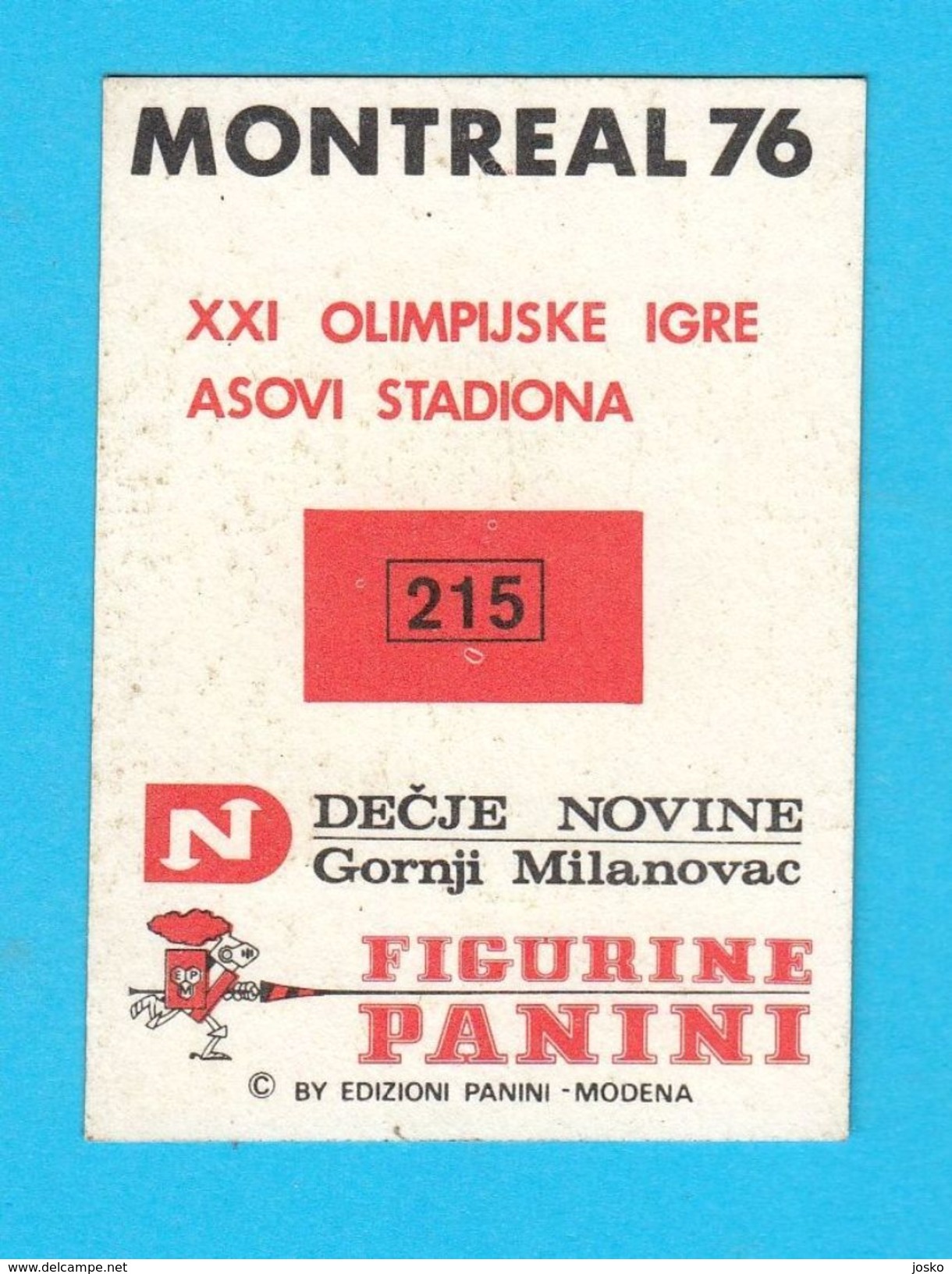 PANINI OLYMPIC GAMES MONTREAL 76 No 215. MITSUO TSUKAHARA Japan Gymnastics Juex Olympiques 1976. * Yugoslav Edition - Gymnastics