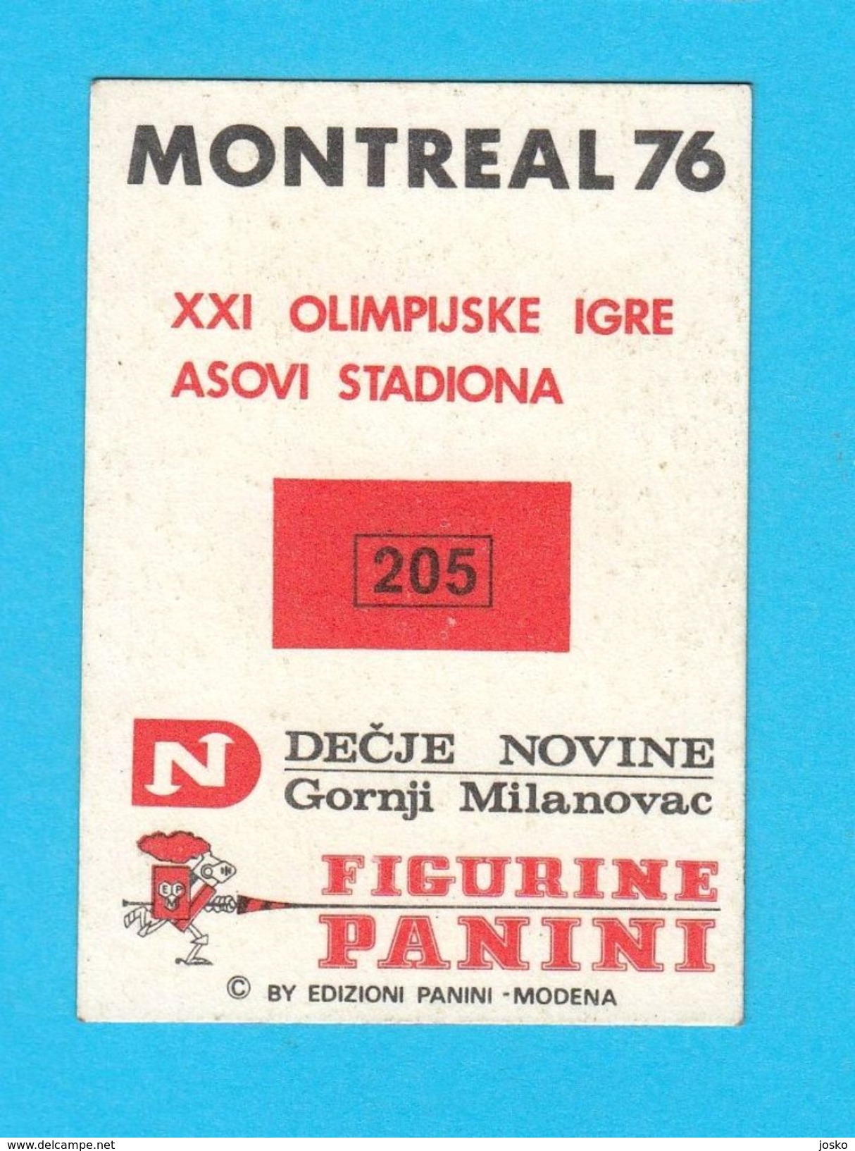 PANINI OLYMPIC GAMES MONTREAL 76 No 205. SHIGERU KASAMATSU Japan Gymnastics Juex Olympiques 1976. * Yugoslav Edition - Gymnastics