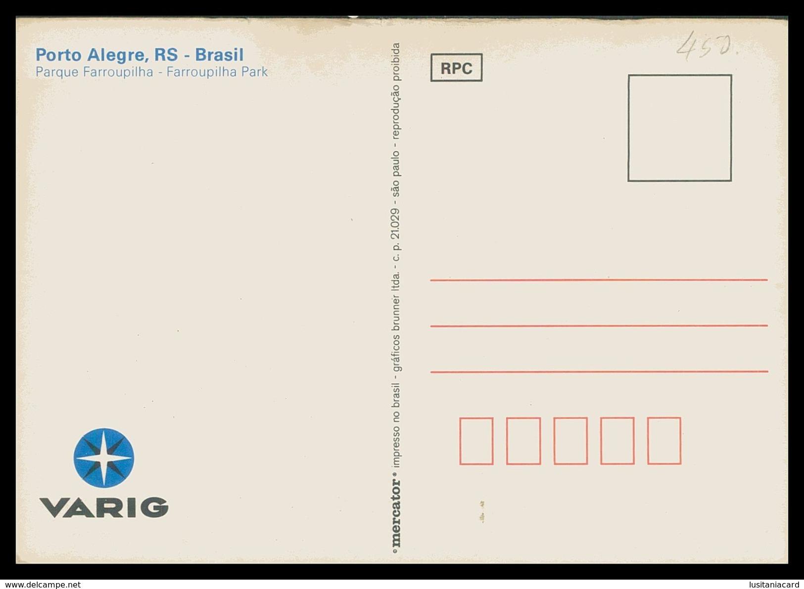 PORTO ALEGRE -  Parque Farroupilha ( Ed. Mercator) Carte Postale - Porto Alegre