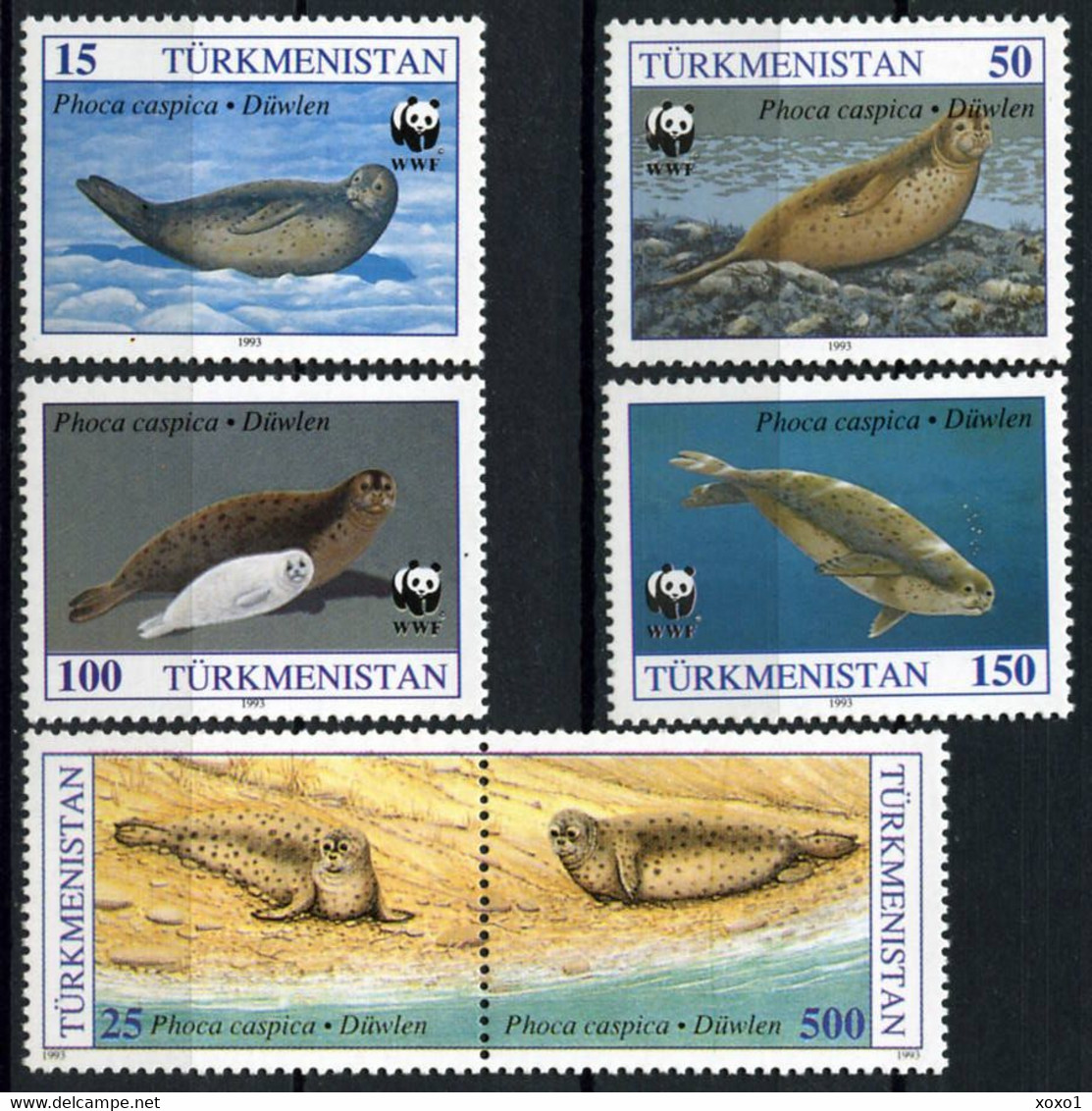 Turkmenistan 1993 MiNr. 30 - 35  WWF Marine Mammals Caspian Seal 6v  MNH** 8,00 € - Turkménistan