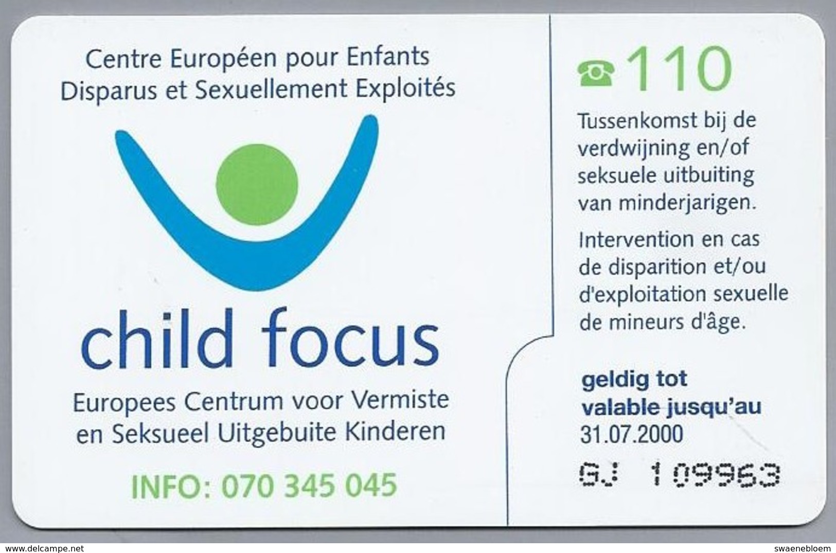 BE.- België. Telecard.- BELGACOM. MVD. Memorial Van Damme. Child Focus. GJ 109963. - Met Chip