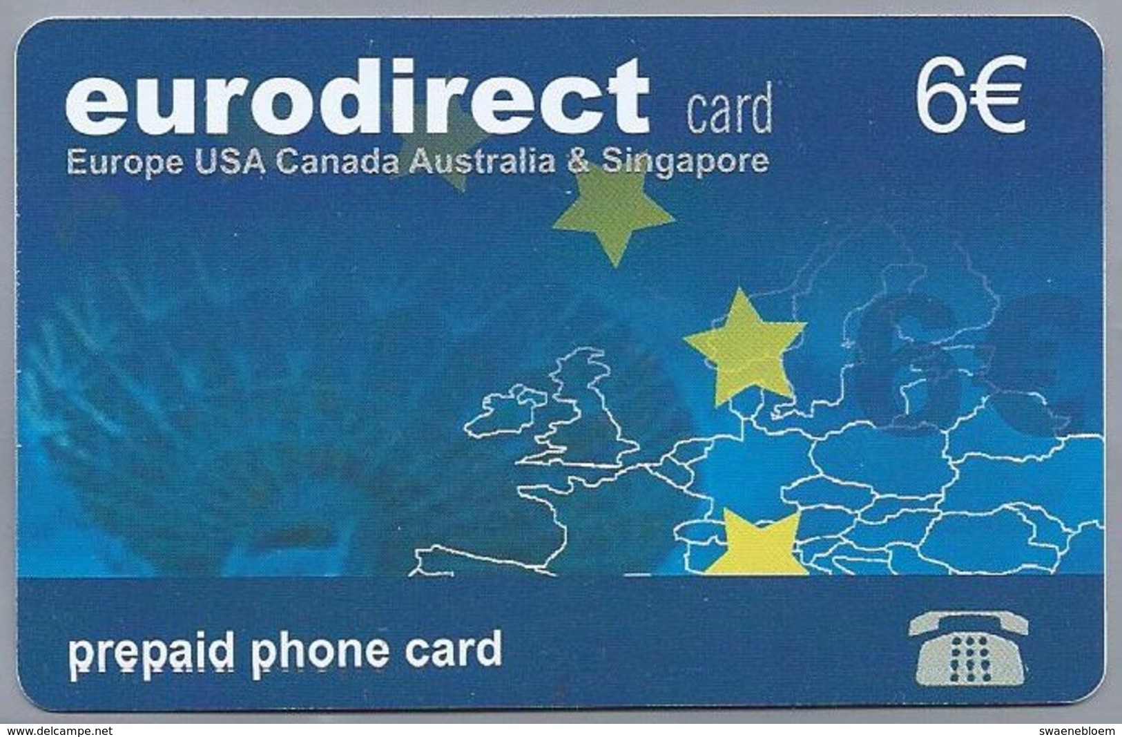 ES.- Telefonica De Espana. EURODIRECT CARD. EUROPA USA CANADA AUSTRALIA & SINGAPORE. Prepaid Phone Card. - GSM-Kaarten, Herlaadbaar & Voorafbetaald